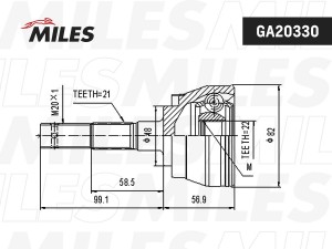 ШРУС наружный NISSAN SUNNY 1.3 82-88 (GKN 302099) GA20330 GA20330 MILES