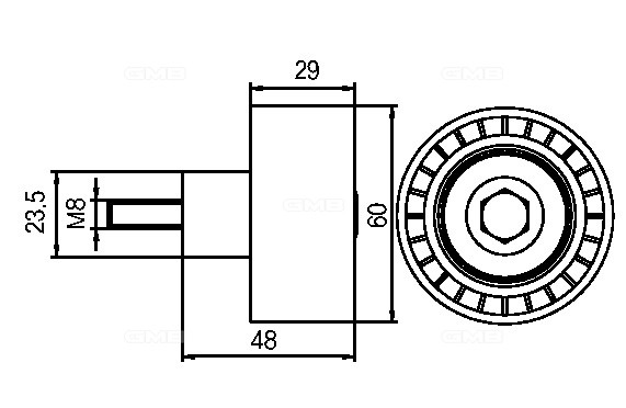 Ролик приводного ремня Ford Focus I, Mondeo II, Cougar, Tourneo/Transit Connect  GTA0300 GMB