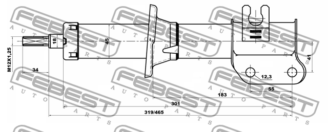 Амортизатор передн правый CHEVROLET MATIZ/SPARK (M100) 1998-2005 10667899FR 10667899FR FEBEST