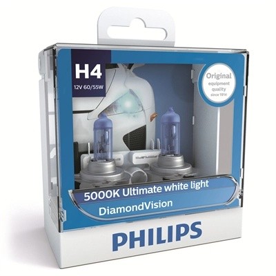 Лампа 12V H4 60/55W P43t 5000K бокс (2шт.) Diamond Vision PHILIPS 12342DVS2 PHILIPS