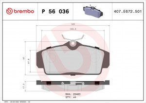 P56036 GDB3168=FDB1096 !колодки дисковые п.\ Nissan Primera 1.6i-2.0i/2.0TD &16V P56036 BREMBO