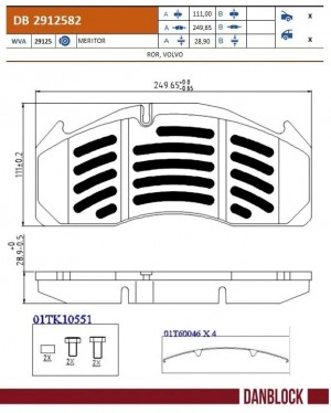 колодки торм.! c р/к , п/з диск. т.\Volvo DB2912582 DANBLOCK