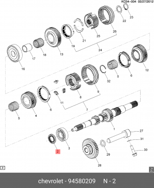 Сальник CHEVROLET Aveo КПП вала первичного OE 94580209 GENERAL MOTORS