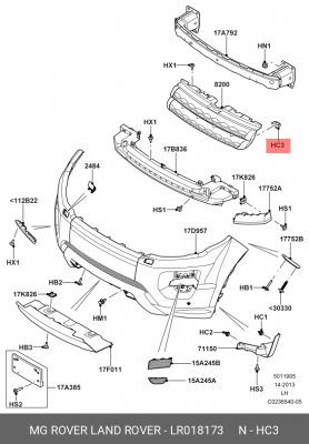 клипса решетки радиатора!\ Land Rover Discovery/Range Rover 10> LR018173 LAND ROVER