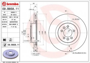 Диск тормозной передний RANGE ROVER SPORT (L494) 04/13  09.B858.11 09.B858.11 BREMBO