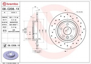 08.C208.1X Диск тормозной JAGUAR (CHERY) E-PACE 08/18-> / JAGUAR E-PACE (X540) 0 08C2081X BREMBO