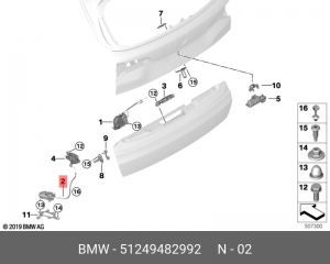 51 24 9 482 992 Доводчик багажной двери снизу справа 51249482992 BMW