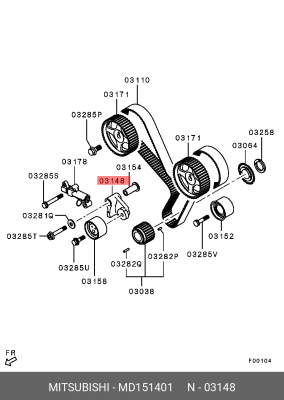 Кронштейн MITSUBISHI Pajero (00-09) натяжителя ремня ГРМ OE MD151401 MITSUBISHI