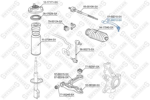 наконечник рулевой правый!\ Honda Pilot 3.5 V6 03> 51-00212-SX STELLOX