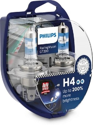 Лампа 12V H4 60/55W P43t-38 +200% бокс (2шт.) Racing Vision GT 200 PHILIPS 12342RGTS2 PHILIPS