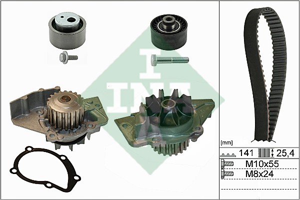 Комплект ГРМ PEUGEOT 206,306,307 CITROEN Xsara (99-05) с насосом водяным INA 530 0470 30 INA