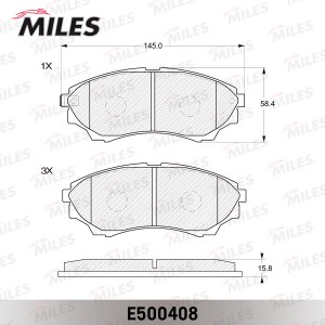Колодки тормозные передние (Смесь CERAMIC серия PRO) FORD RANGER 99-/MAZDA B-SER E500408 MILES