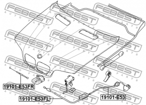 Тросик привода открывания замка капота BMW X5 E53 1999-2006 19101-E53FL 19101-E53FL FEBEST