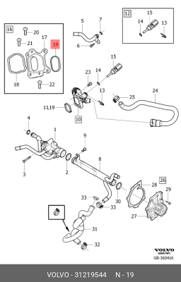 ПРОКЛАДКА КОРПУСА ТЕРМОСТАТА 31219544 VOLVO