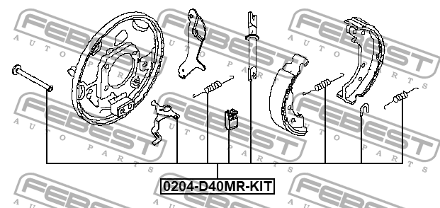 Монтажный комплект барабанных колодок 0204D40MRKIT FEBEST