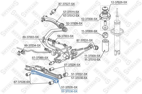 рычаг задней подвески задний нижний правый!\ Honda Accord all 93-98 5737036SX STELLOX