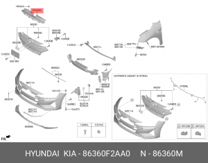 Облицовка радиатора HYUNDAI Elantra (19-) OE 86360F2AA0 HYUNDAI KIA