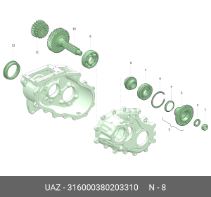 Шестерня привода спидометра УАЗ-3160,62,63 ведущая (ОАО УАЗ) 316000380203310 UAZ UAZ