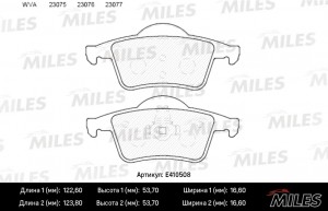 Колодки тормозные задние (без датчика) (Смесь Low-Metallic) VOLVO S60 00-/S80 98 E410508 MILES