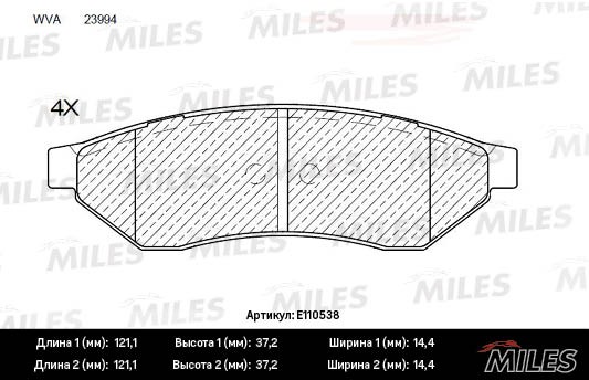 Колодки тормозные задние (Смесь Semi-Metallic) CHEVROLET EPICA 05-/EVANDA 02-/MA E110538 MILES