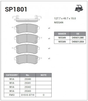 Колодки тормозные NISSAN PATROL (Y62)/ INFINITI QX56 10- задние SP1801 SP1801 SANGSIN