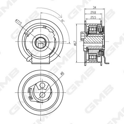 Ролик ГРМ VW Golf (07-) (2.0) AUDI A3 (04-) натяжителя GMB GTB0210 GMB