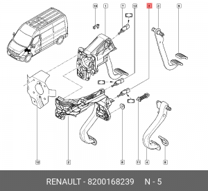 датчик педали сцепления!\ Renault Megane/Scenic 1.4-2.0i/1.5-2.0DCi 02> 8200168239 RENAULT