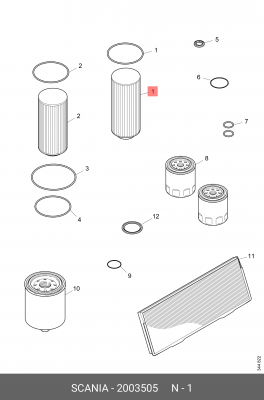комплект фильтрующих элементов топлива ! 2шт. Scania P/R дв.DC9/DC13 XPI 2003505 SCANIA