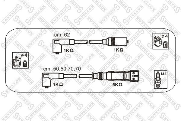 к-кт проводов!\ VW T3 1.9/2.1 DJ 84> 10-38455-SX STELLOX