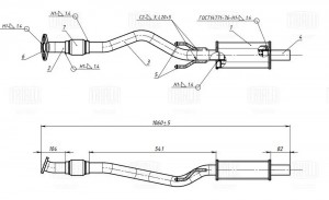 Глушитель Kia Picanto (04-) 1.0i/1.1i доп. (резонатор) (алюм. сталь) (EAM 0333) EAM 0333 TRIALLI