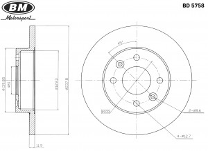 Диск тормозной передний, без ABS, 238 мм. (1шт.)  BD5758 BD5758 BM MOTORSPORT