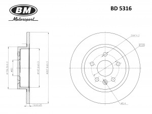 Диск тормозной задний (1шт.) BD5316 BD5316 BM MOTORSPORT