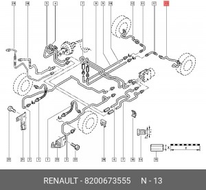ТРУБКА ТОРМ (МЕТ, РЕЗ АРМ ТЕКСТ. ФИТ)  8200673555 8200673555 RENAULT
