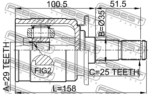 ШРУС 0411-CU20RR 0411CU20RR FEBEST