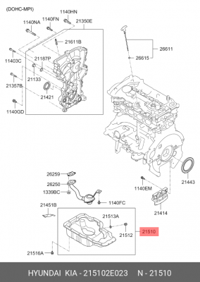поддон двигателя!\ Hyundai ix35 13>, Kia K5/Sportage 14> 215102E023 HYUNDAI