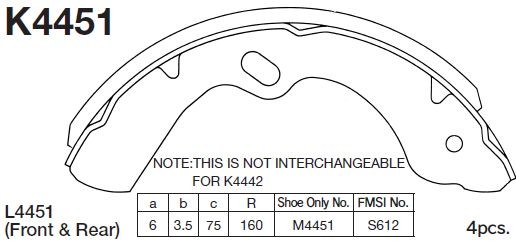 Колодки тормозные барабанные K4451 K4451 MK KASHIYAMA