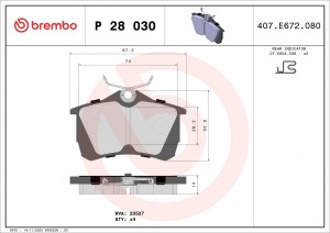 Колодки тормозные P28030 P28030 BREMBO