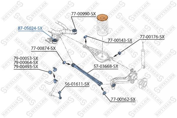 сайлентблок зад.балки пер.!\ BMW 3 E36 90-00 87-05024-SX STELLOX