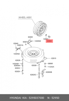 Гайка колеса HYUNDAI Trajet,Terracan KIA Magentis,Optima OE 5295037000 HYUNDAI KIA