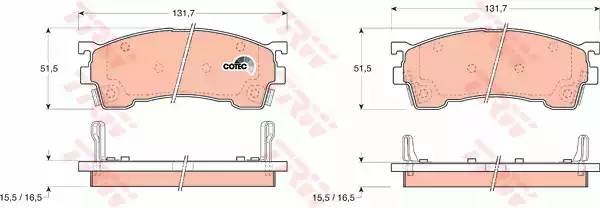Колодки тормозные MAZDA 626 GE,GF,GW (92-02), Xedos-6, Premacy передние (4шт.) T GDB1139 TRW