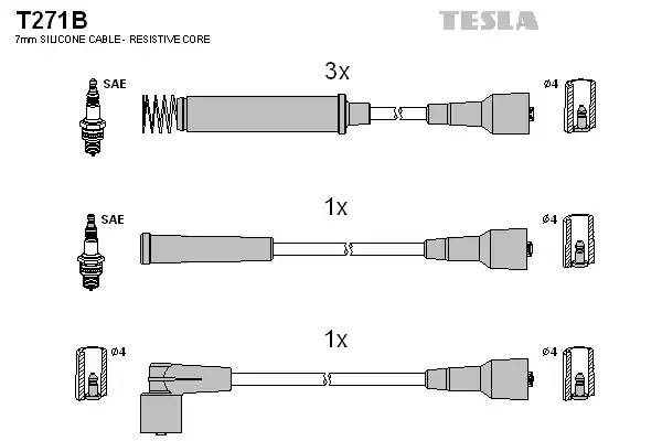 к-кт проводов!\ Opel Corsa/Vectra 1.2-1.6i 89-01 T271B TESLA