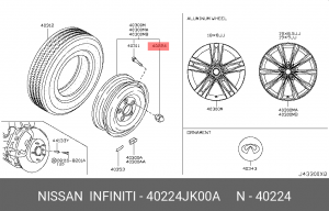 Гайка колесная под литой диск NISSAN 40224-JK00A 40224-JK00A NISSAN
