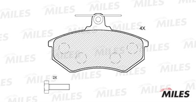 Колодки тормозные передние (без датчика + болты) (Смесь Semi-Metallic) AUDI 80/V E110065 MILES