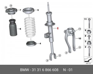 Амортизатор BMW 5 (G30,G31) передний правый ОЕ 31 31 6 866 608 BMW