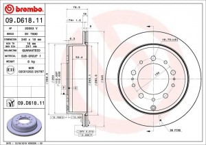 Диск тормозной 09.D618.11 09.D618.11 BREMBO