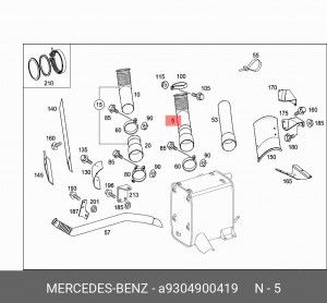 труба выхлопная !перед.\ MB Actros 08> A9304900419 MERCEDES BENZ