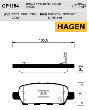 колодки дисковые задние! HAGEN\ Nissan X-Trail 2.0/2.5/2.2CDi 01> GP1184 HAGEN