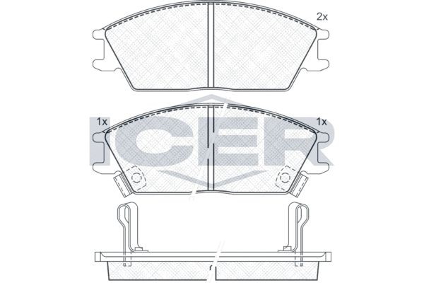 180887 колодки дисковые передние !\ Honda Accord 1.6/1.8 83-85, Hyundai Pony 90- 180887 ICER