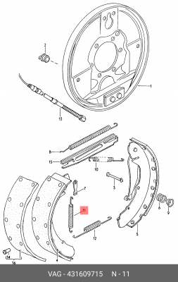 пружина!\ Audi 80/90 1.6-1.9,VW Passat 86-91 431 609 715 VAG