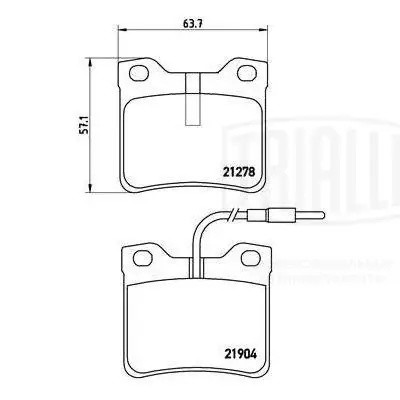 Колодки торм. Mercedes Vito/Viano (W638) (96-) диск. зад. (в компл. с 2-мя датч. PF 4065 TRIALLI